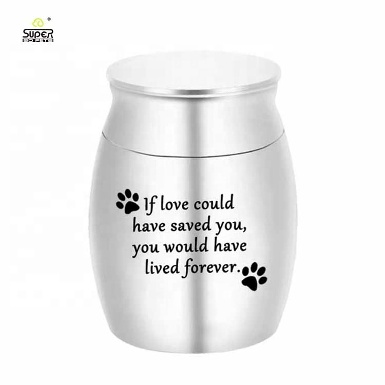 Metal Silver Stainless steel Dogs Cats Small Pet Bone Ash Storage Urns Funeral Animal Urn Custom Engravable Pet Urns