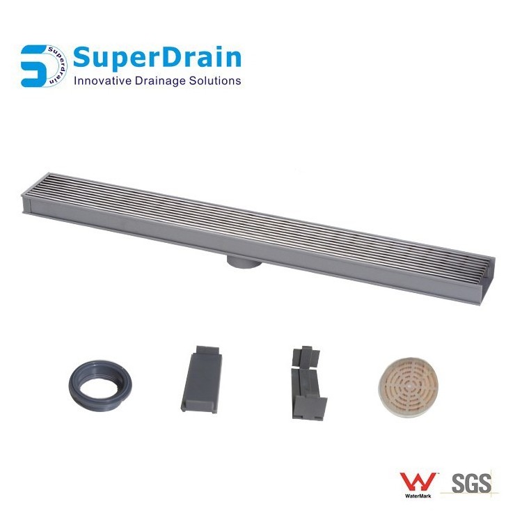 Factory Direct Supply Stainless Steel and UPVC Material V-cut Slim Line Linear Floor Drain with Shower Hair Catcher