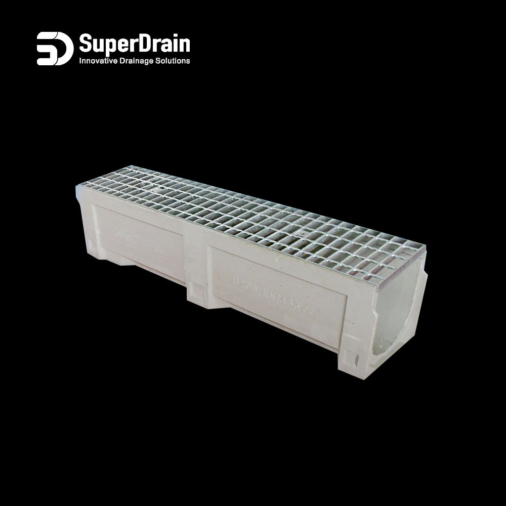 Light weight outdoor galvanized steel grating polymer concrete drainage Ditch drain channel