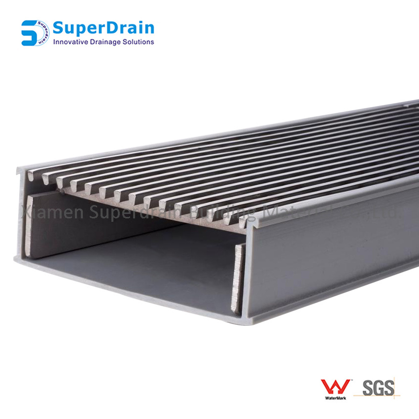 Factory Direct Supply Stainless Steel and UPVC Material V-cut Slim Line Linear Floor Drain with Shower Hair Catcher