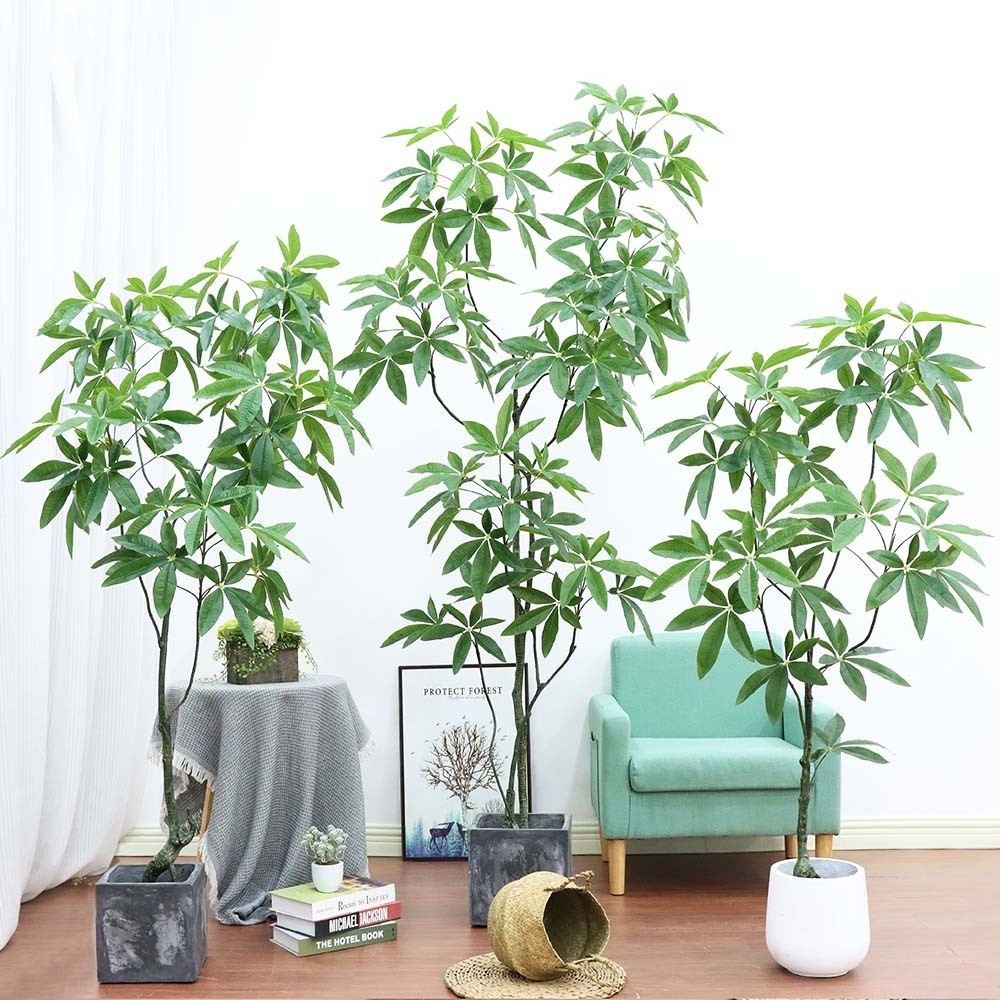 Wholesale Large-Scale Simulation of Green Plant Money Tree Plastic Potting Indoor Decoration Landscape