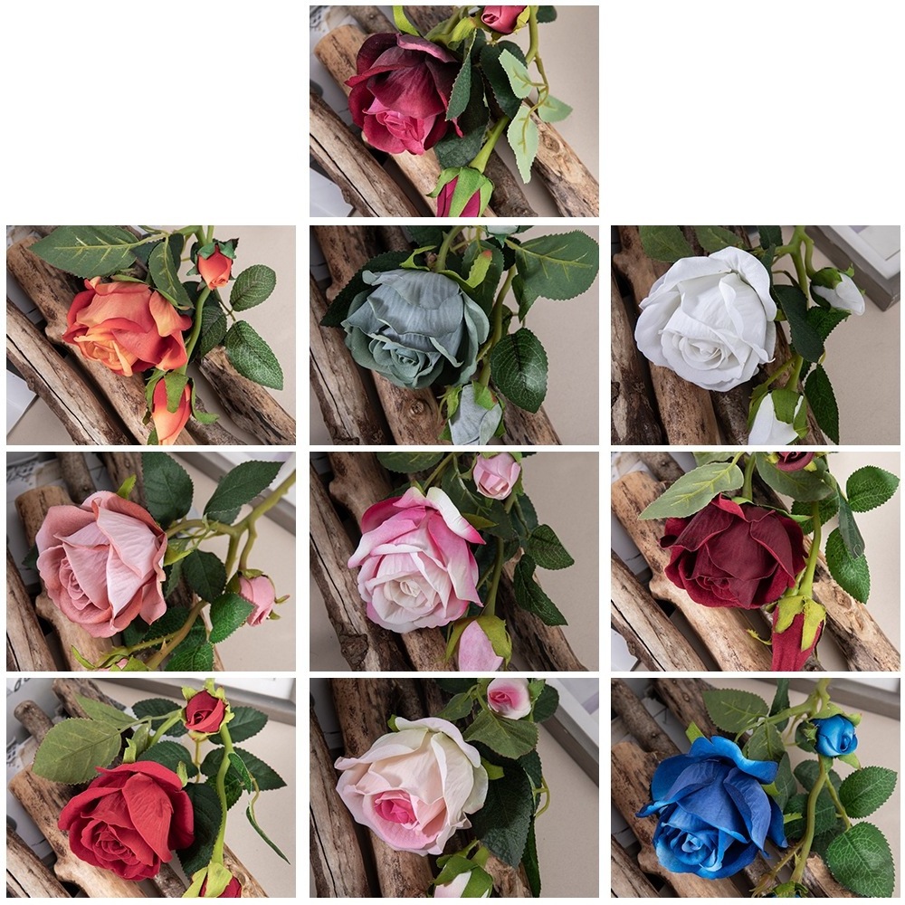 3 Heads Rose Artificial Natural for Wedding Decoration Artificial wedding decor