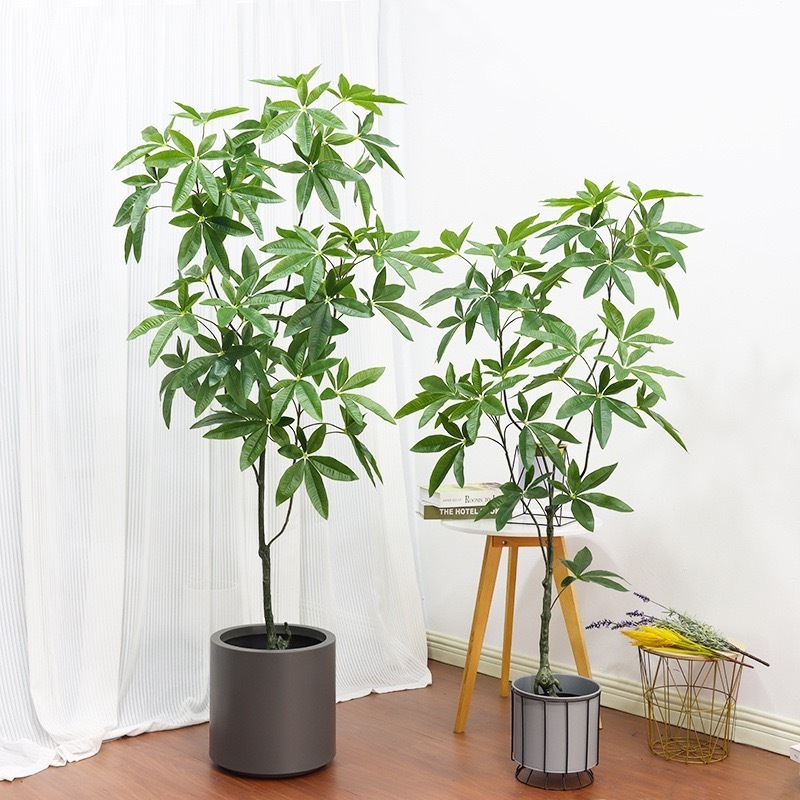 Wholesale Large-Scale Simulation of Green Plant Money Tree Plastic Potting Indoor Decoration Landscape