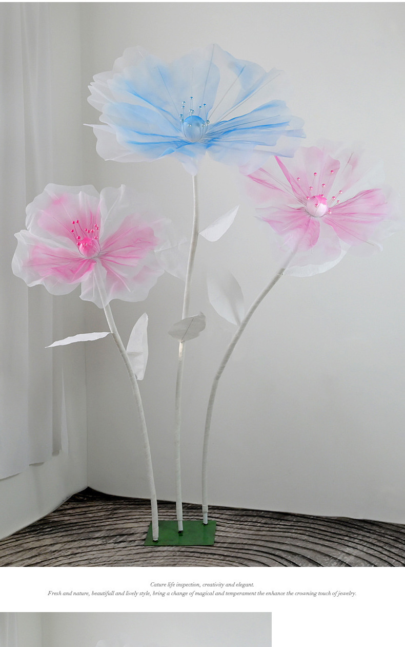 Wholesale Real Touch Large Tall Wedding Decorations Romantic Giant Silk Flower Stand Set Artificial Standing Giant Flower