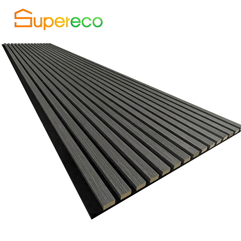 Supereco soundproof Akupanel Ceiling Sound Absorbing Wood And Pet Acoustic Slat Wall Panels For Stadium