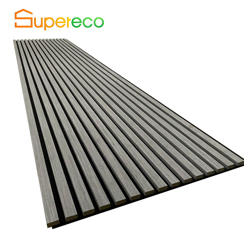 Supreco Soundproof Luxury American Oak White Acoustic Slat Wall Ceiling Panels For Interior Decoration