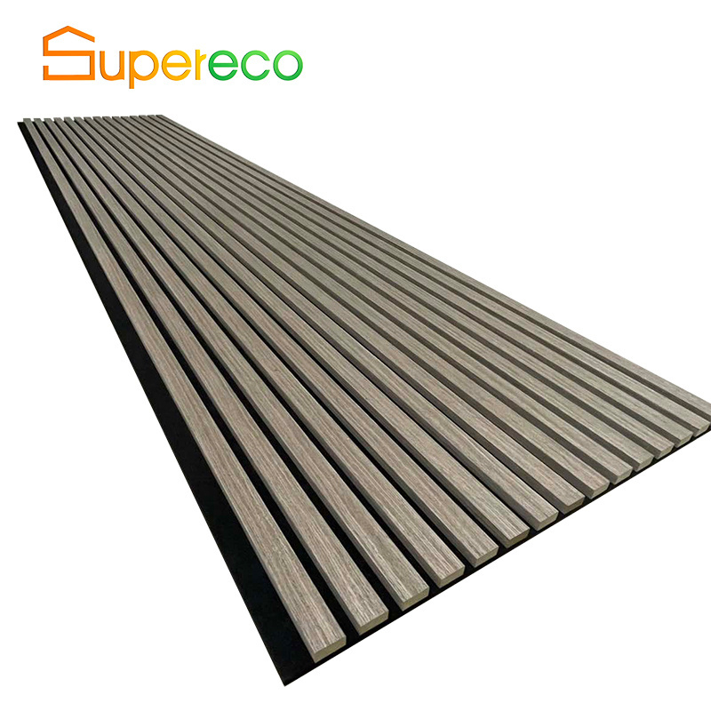 Supreco Soundproof Luxury American Oak White Acoustic Slat Wall Ceiling Panels For Interior Decoration