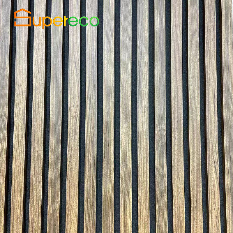 Supreco Soundproof Apartment Wall Cost-Effective Bamboo Natural Walnut Acoustic Slat Wood Wall Panels For Interior Wall