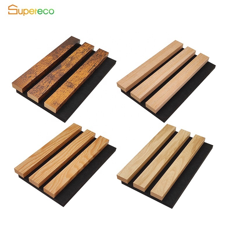 Supereco akupanels acoustic wood panels sound proof custom perforated fabric fiberglass cheap black timber acoustic wall panel