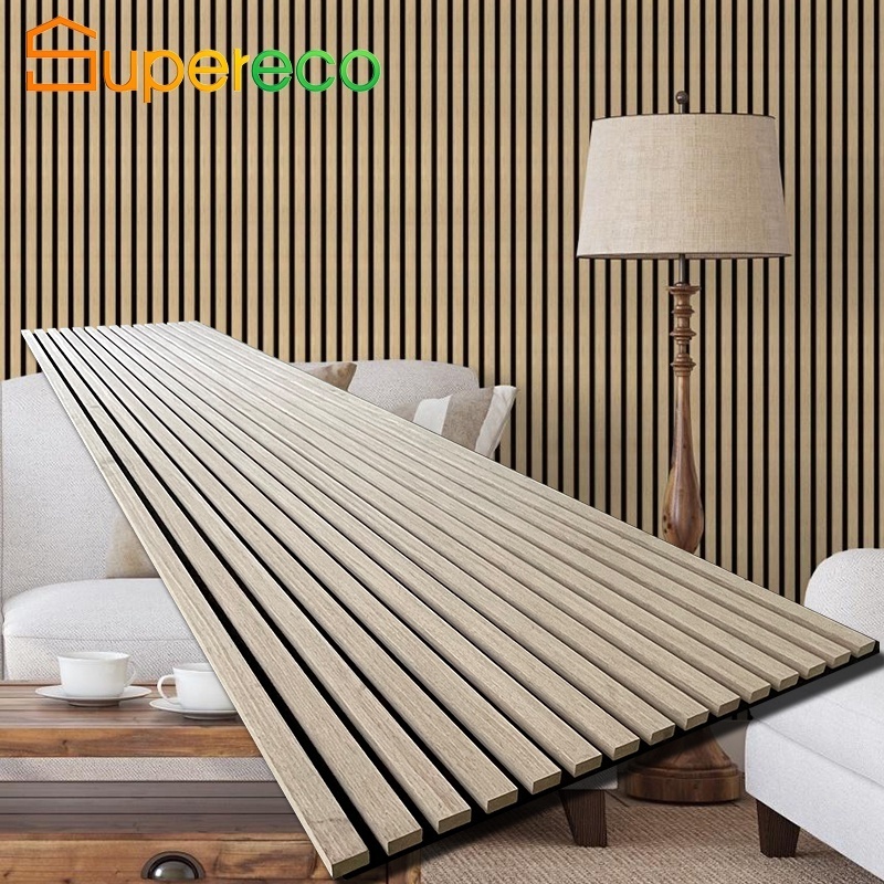 Supereco akupanels acoustic wood panels sound proof custom perforated fabric fiberglass cheap black timber acoustic wall panel