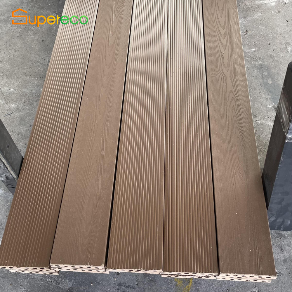 Terrace Backyard Light Brown Outdoor Composited Wpc Decking Solid Wood Floor Decking For Outdoor Easy Installation