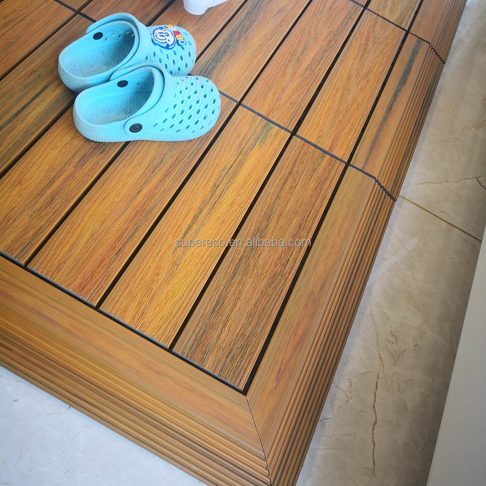 Wooden Interlocking Floor Tiles With Uv Protection Oiled Finish Snap Lock For Outdoor Decking Patio Deck Wood Plastic Tile