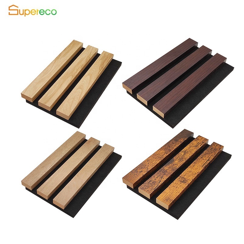 Supereco eco-friendly sound absorption panel natural oak wood slat wall akupanels acoustic panel office acoustic panel foam