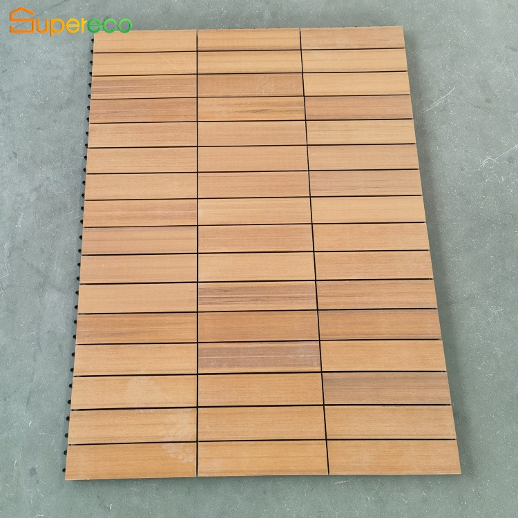 Wooden Interlocking Floor Tiles With Uv Protection Oiled Finish Snap Lock For Outdoor Decking Patio Deck Wood Plastic Tile