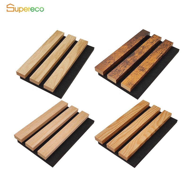 Supereco 4x8 wooden acoustic 3d art decor wood paneling interior wood design ps slat wall panel and ceiling panel