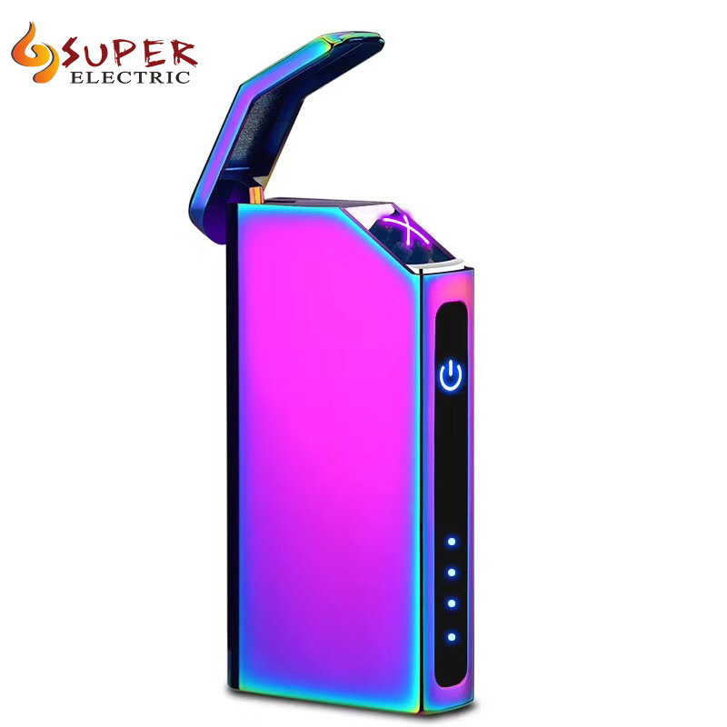 Custom Logo Windproof Electric Double Arc Lighter USB Plasma Rechargeable Windproof lighter, USB Electric Flameless Lighter