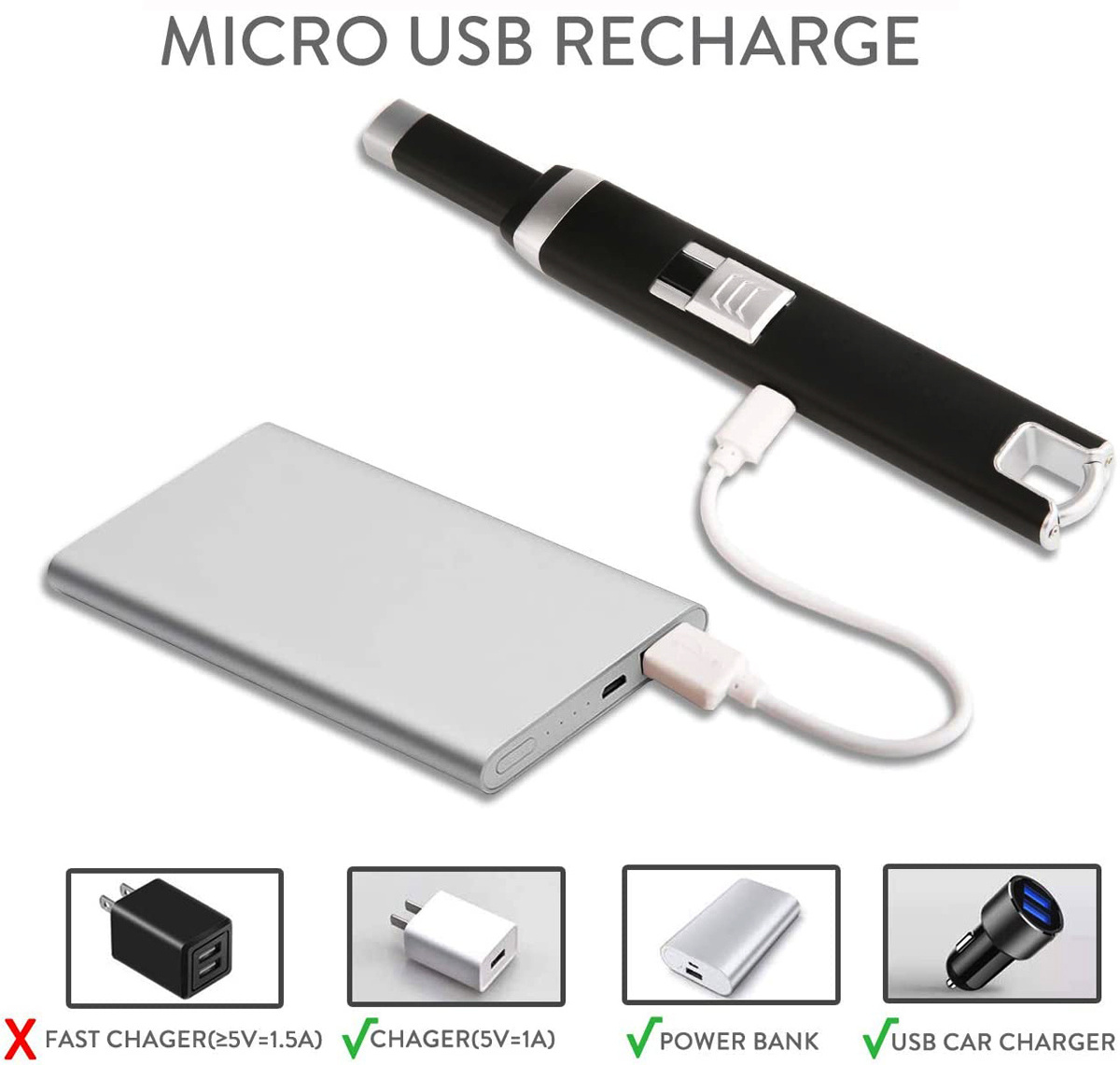 New Item Rechargeable 280ml Battery Capacity Candle Lighter parts USB Lighter Arc Lighters for Candle Fireworks BBQ