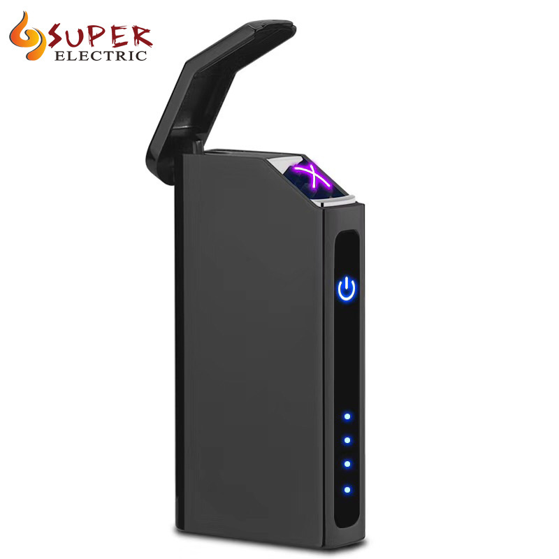 Custom Logo Windproof Electric Double Arc Lighter USB Plasma Rechargeable Windproof lighter, USB Electric Flameless Lighter