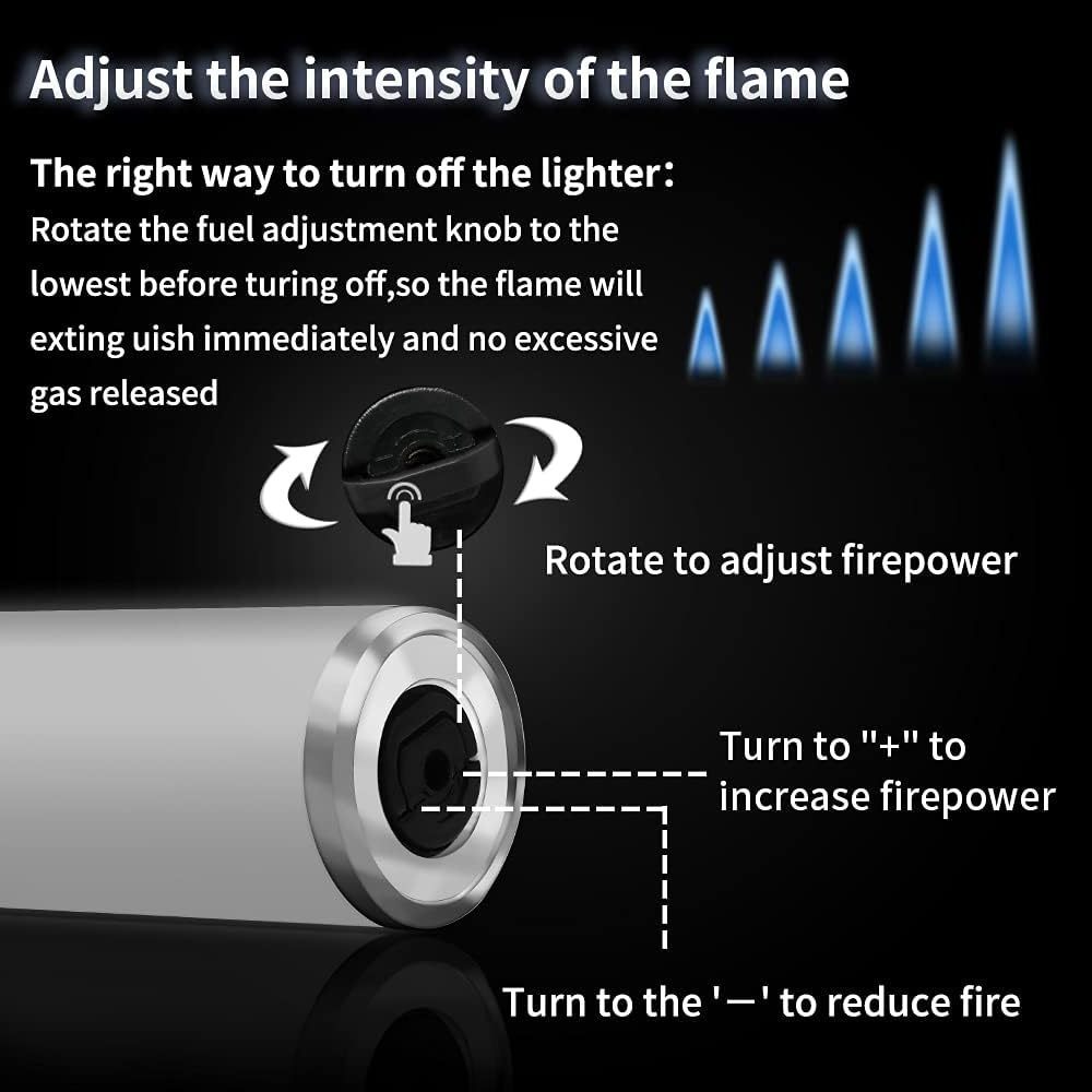 Butane Torch Long Lighter Refillable Jet Flame Windproof Lighter Flexible Lighter for Fireplace Grill BBQ Camping Kitchen