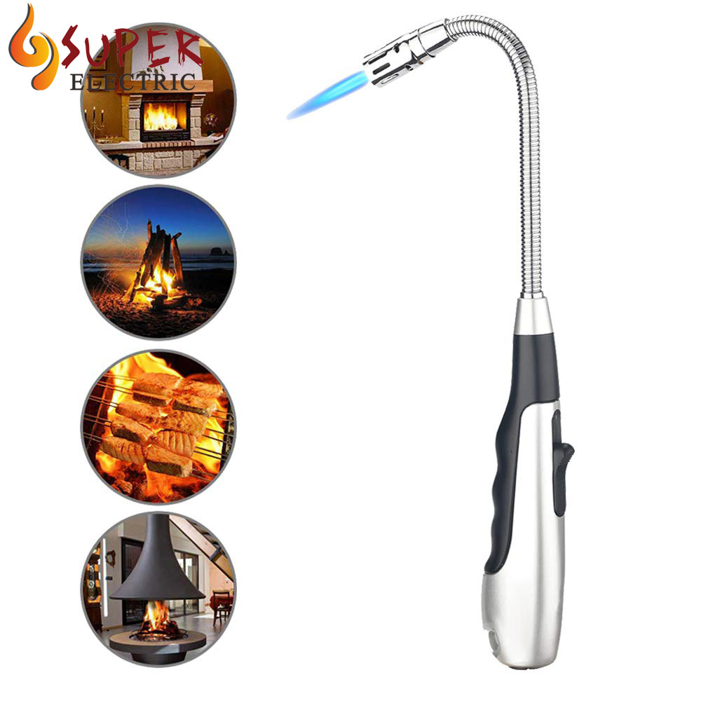 Butane Lighter Torch Lighter Jet Flame Long Lighter Refillable Butane Lighter Flexible Grill Lighter for Gas BBQ Camping Fire