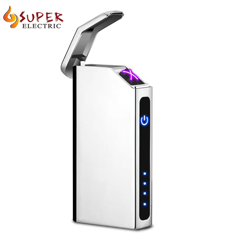 Custom Logo Windproof Electric Double Arc Lighter USB Plasma Rechargeable Windproof lighter, USB Electric Flameless Lighter