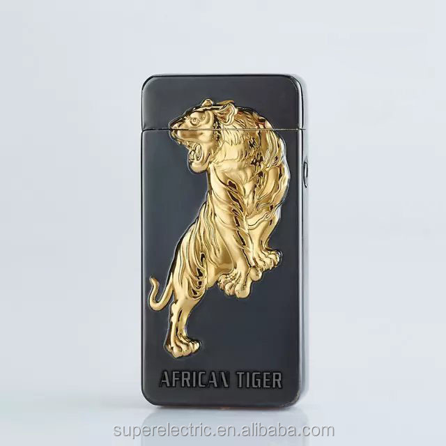 Metal USB Recharge Black Dragon Flameless Electric Double Arc Pulse Cigarette Lighter