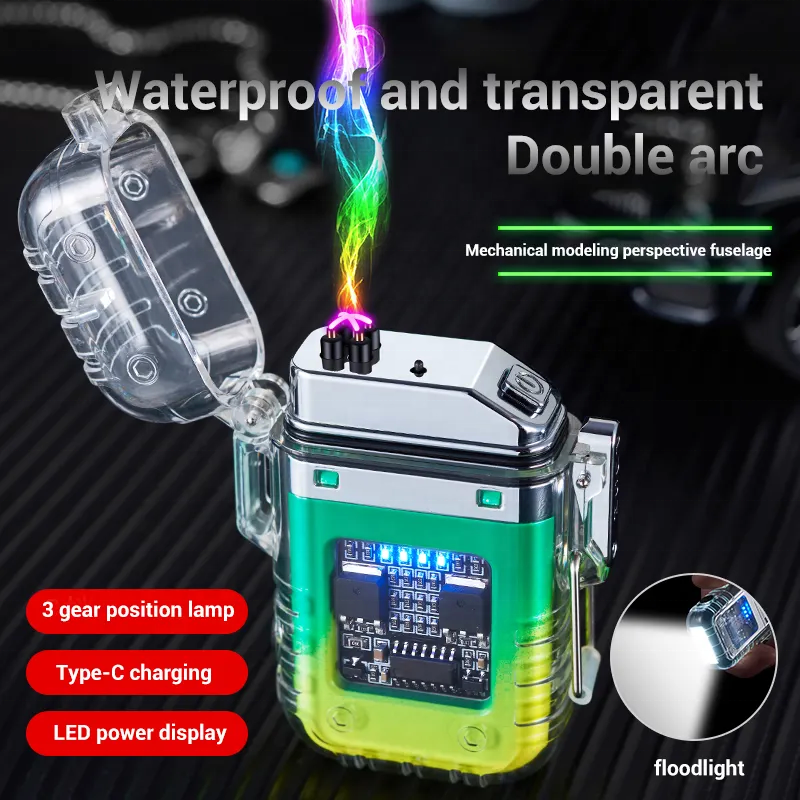 Windproof  Mini Electronic Lighter Double Plasma Arc USB Lighters Rechargeable Windproof Portable Lighter