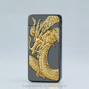 Metal USB Recharge Black Dragon Flameless Electric Double Arc Pulse Cigarette Lighter