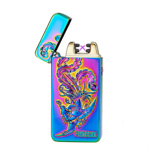 Wholesale Electronic Double ARC Lighter USB charging TIGER PHOENIX SCORPION DRAGON EAGLE animal windproof cigarette lighters