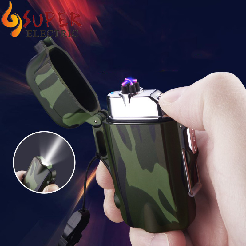 Cheap wholesale lighters electric usb rechargeable lighter outdoor waterproof with LED flashlight