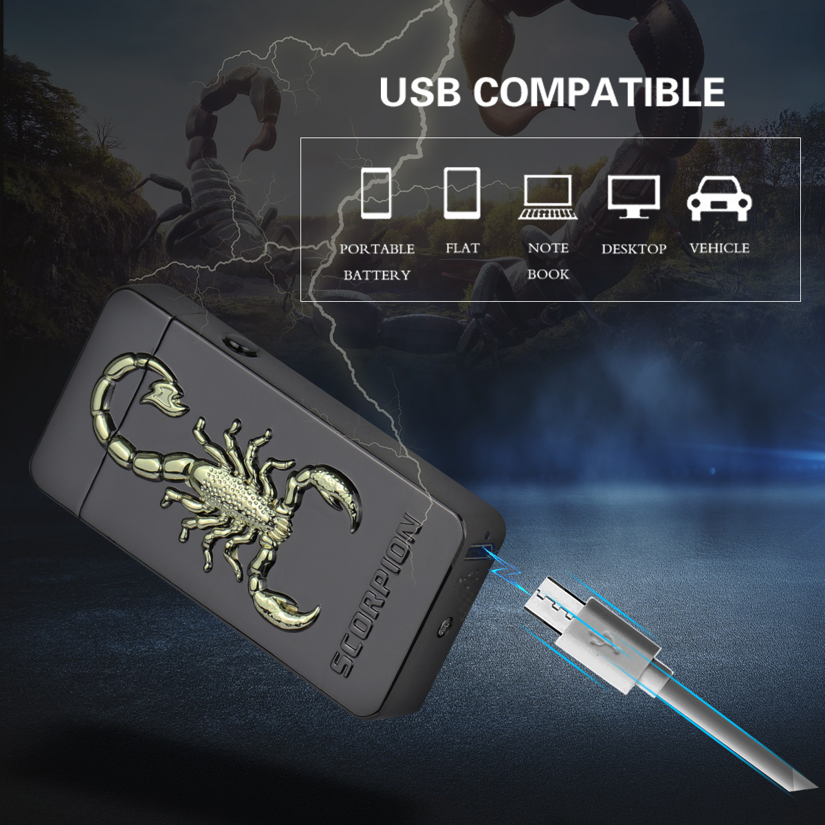 Wholesale Electronic Double ARC Lighter USB charging TIGER PHOENIX SCORPION DRAGON EAGLE animal windproof cigarette lighters