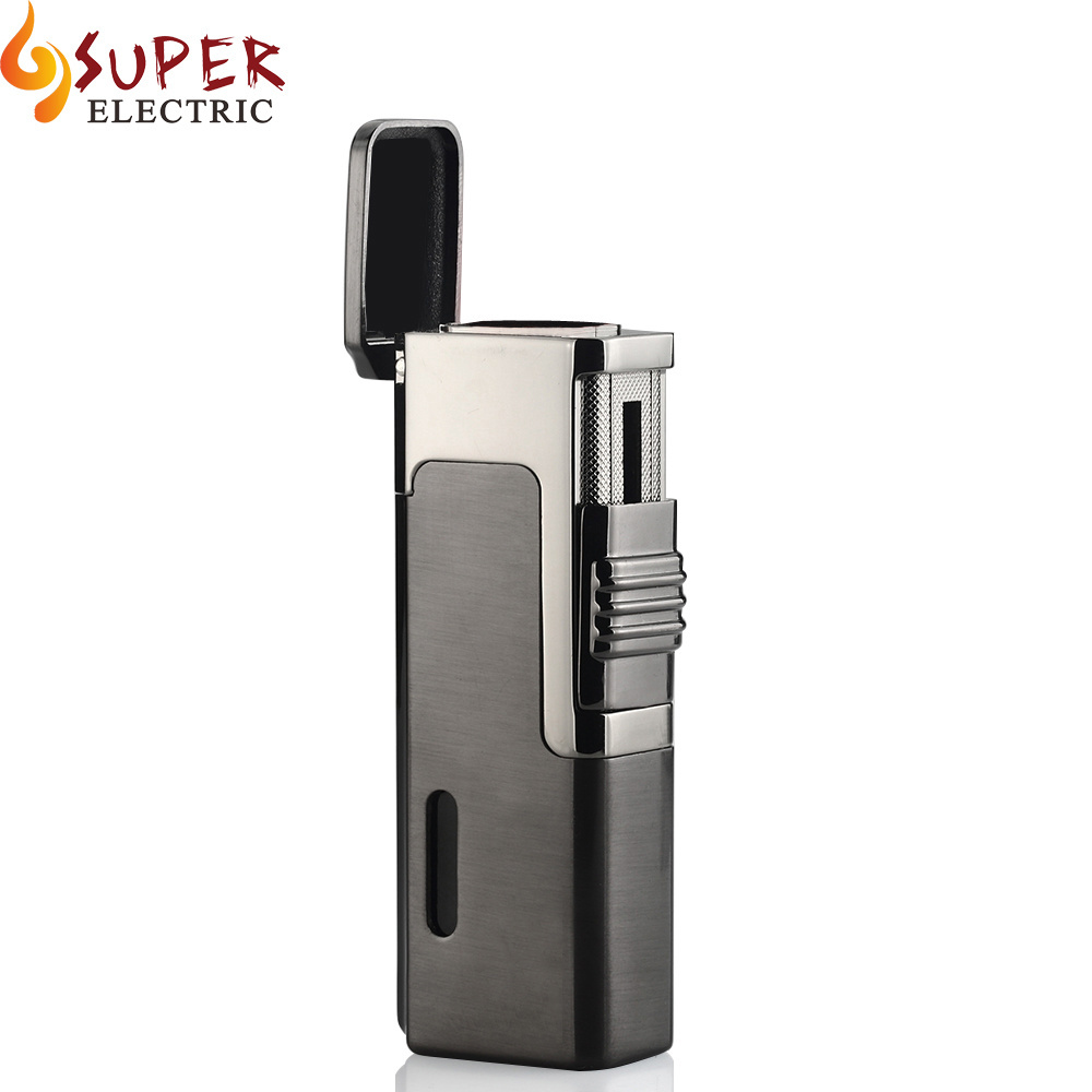 New Arrival Updated Custom Logo Zinc Alloy Inflatable Long 4 Nozzle Torch Gas Lighter Mini Torch Lighter Gas