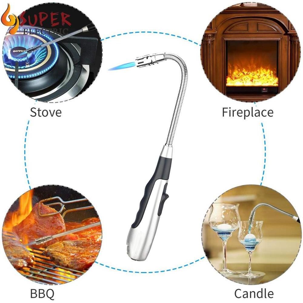 Butane Lighter Torch Lighter Jet Flame Long Lighter Refillable Butane Lighter Flexible Grill Lighter for Gas BBQ Camping Fire