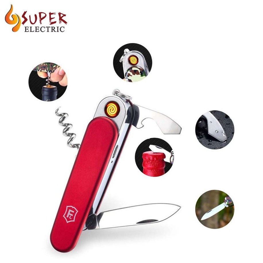 Outdoor Multifunction electric usb lighter wine bottle opener lighter factory wholesale multipurpose lighter