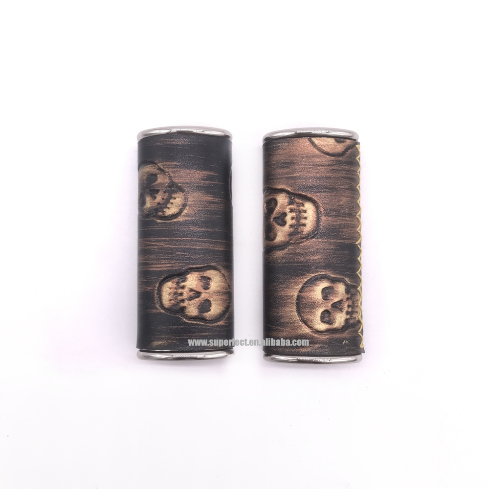 Wholesales fancy lighters smoking accessories handmade J6 skull leather lighter holder