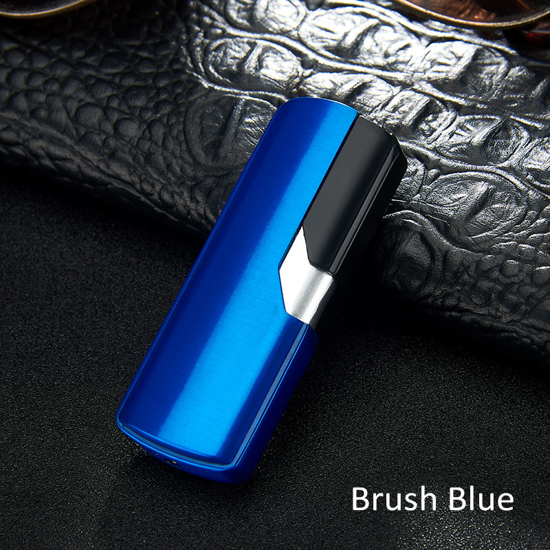 Refillable windproof small metal lighter custom logo straight blue Jet Flame cigar torch lighter