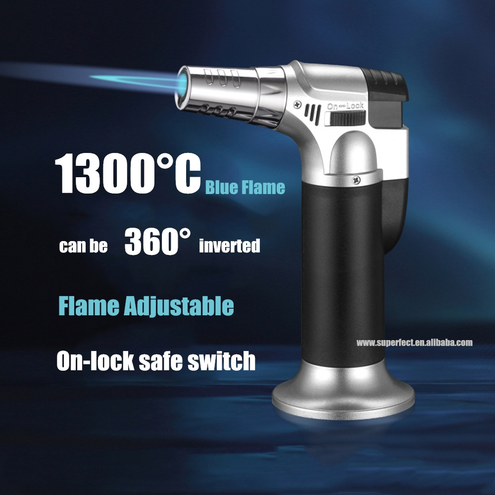 High Quality powerful fixed and adjustable flame gun refillable butane torch lighters