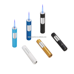 hot selling Refillable mini Pen Lighter Adjustable Butane Custom logo windproof jet flame lighter