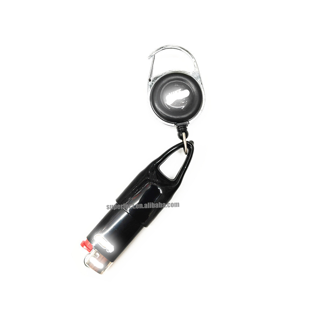 Custom logo hot selling keychain clip retractable lighter leash