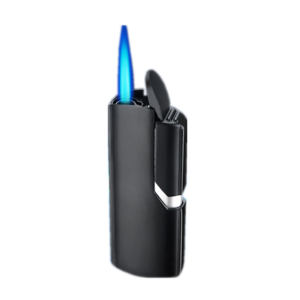 Refillable windproof small metal lighter custom logo straight blue Jet Flame cigar torch lighter