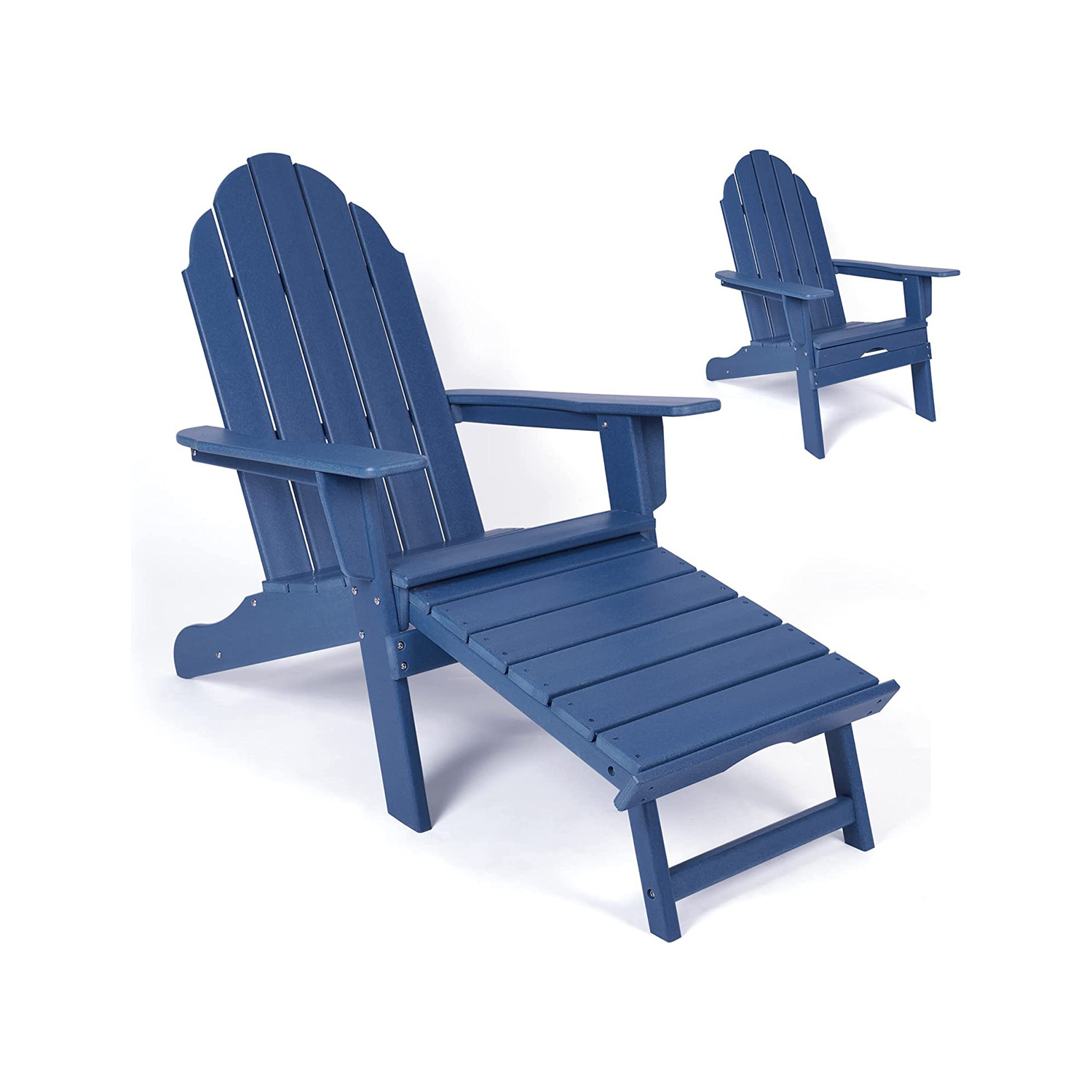 Beach Patio Chair Outdoor Furniture HDPE Adirondack Chair with Built in Ottoman