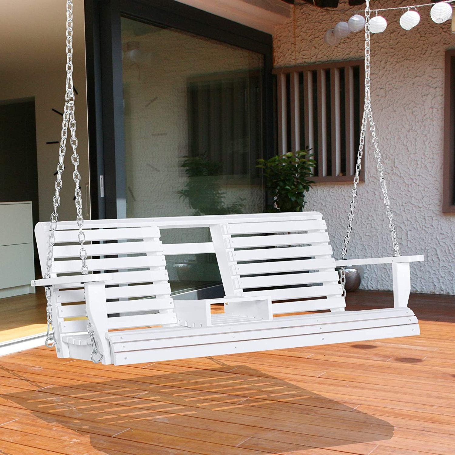 Colorful Hot Sale Relax Swing Double Seat HDPE Plastic Garden Swing Chairs