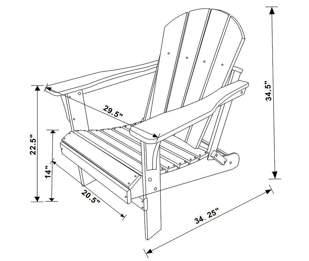 Eco-friendly Poly Lumber Furniture Folding HDPE Plastic Adirondack Chair