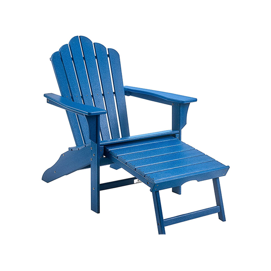 Adirondack Chair with Ottoman Footrest Retractable and Cup Holder Weather Resistant Fire Pit Chair