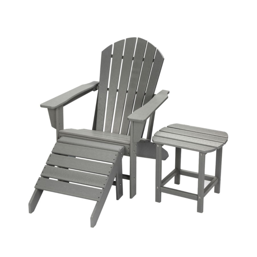 HDPE Recycled Plastic Adirondack Chair with Pull-Out Ottoman, Outdoor Lounge Furniture for Patio Lawn Garden Backyard