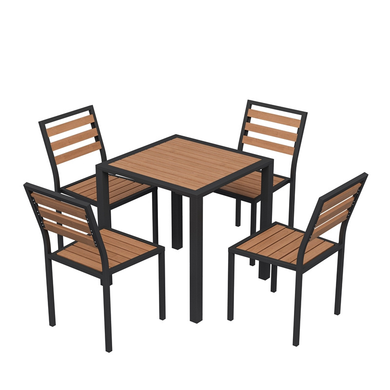 Plastic Wood Garden Furniture Long Dining Table Set 6 Seater Luxury Chair Outdoor WPC Furniture