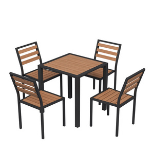 Plastic Wood Garden Furniture Long Dining Table Set 6 Seater Luxury Chair Outdoor WPC Furniture