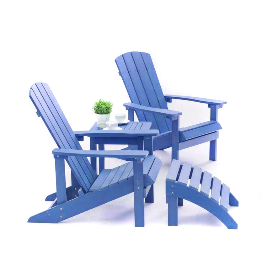 HDPE Recycled Plastic Adirondack Chair with Pull-Out Ottoman, Outdoor Lounge Furniture for Patio Lawn Garden Backyard