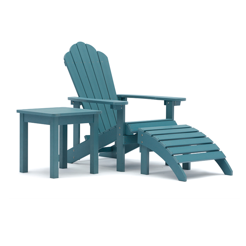 HDPE Recycled Plastic Adirondack Chair with Pull-Out Ottoman, Outdoor Lounge Furniture for Patio Lawn Garden Backyard