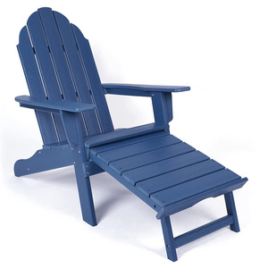 Adirondack Chair with Ottoman Footrest Retractable and Cup Holder Weather Resistant Fire Pit Chair